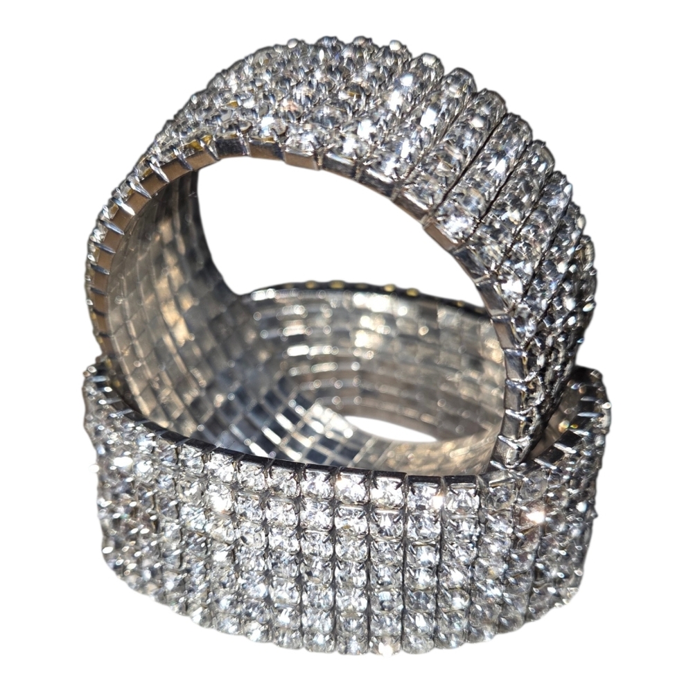 2 Rhinestone Bracelets - 7-Rows - Stretchy - Prom - Grad - Wedding  ✨️